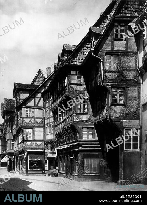 Eulenspiegel, Till bäuerlicher Schalksnarr, Held eines Volksbuches, geb. in Kneitlingen, gest. Mölln 1350. Das Eulenspiegelhaus in Braunschweig. Foto, um 1935.