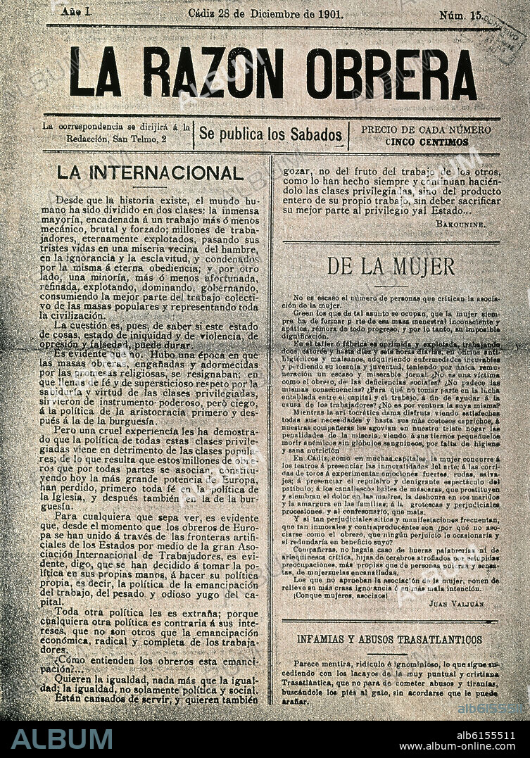 LA RAZON OBRERA LA INTERNACIONAL: ARTICULO DE BAKUNIN.
