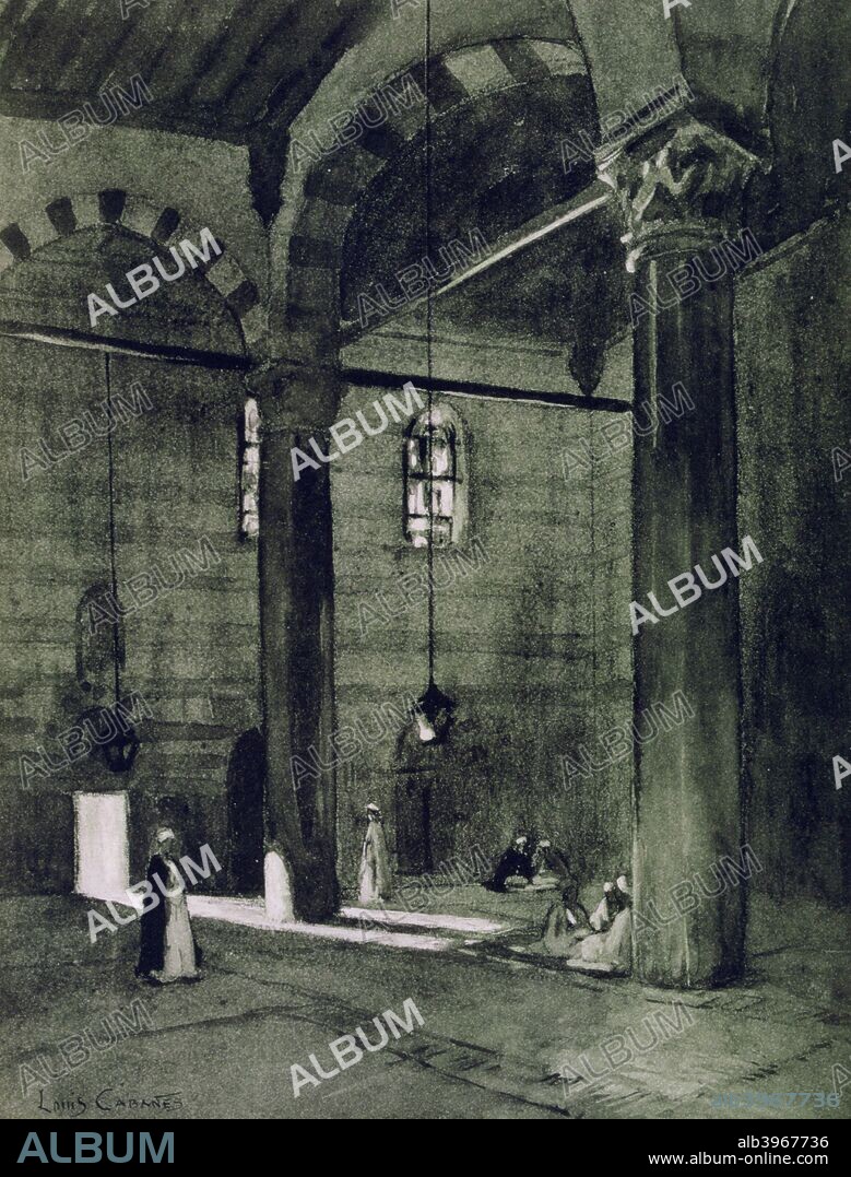 Al-Rifai Mosque, Cairo, Egypt, 1928. Built by the Khedives of Egypt, the Royal Mosque of Al Rifai was commissioned in 1869 but not completed until 1912. It was conceived as a means of proving that the Khedives could rival the power and achievements of the Mamelukes, the builders of the adjacent Sultan Hassan Mosque which was built in the 14th century. Published in Promenades à travers Le Caire, 1928.
