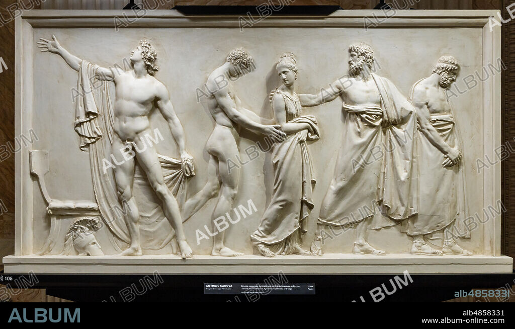 "Achilles delivers Briseis to Agamemnon's Heralds", 1787-90, by Antonio Canova (1757 - 1822), plaster.