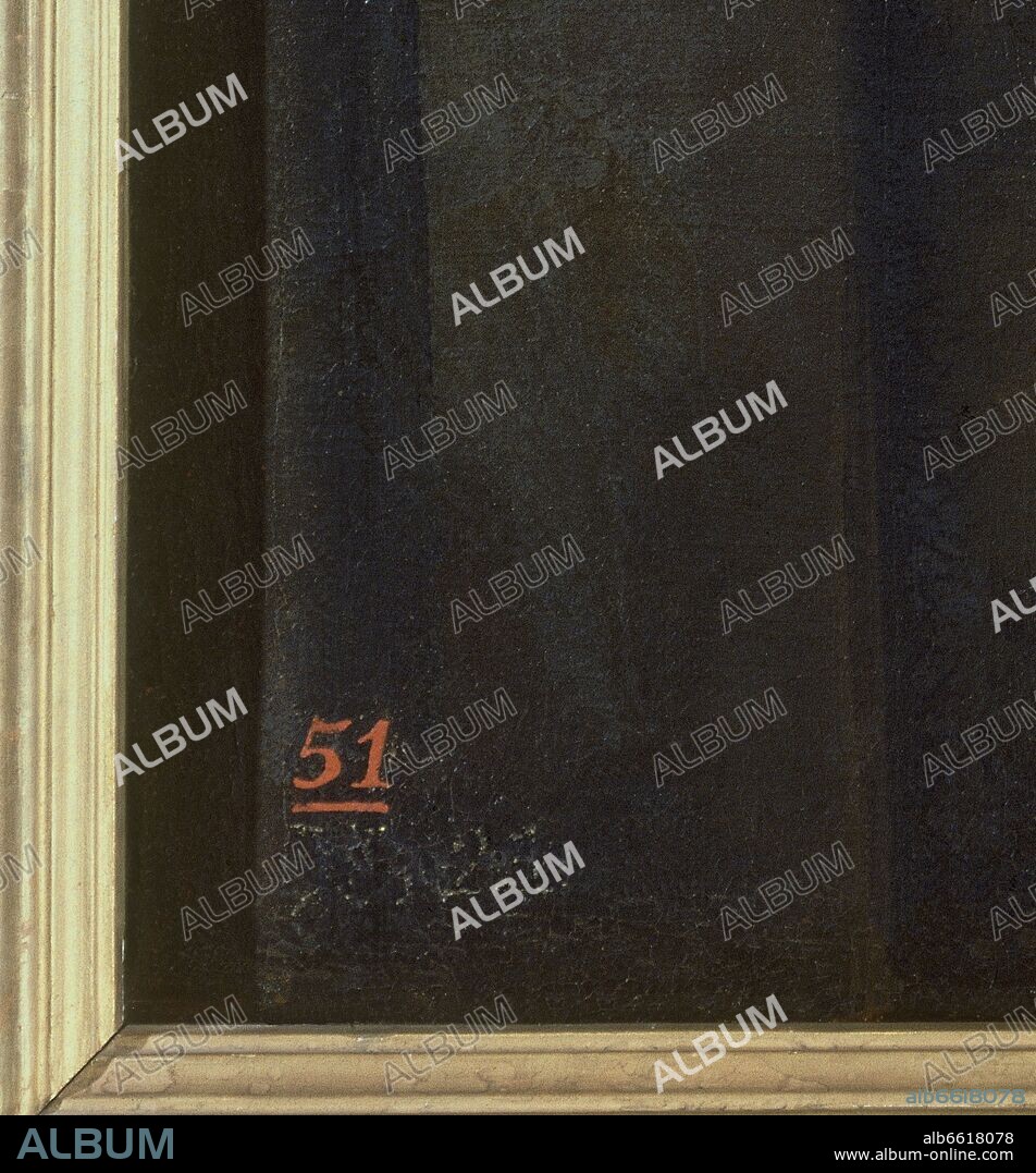FRANCISCO DE GOYA. DETALLE DEL NUMERO DE INVENTARIO DEL CUADRO LA CELESTINA Y SU HIJA O MAJA AL BALCON - 1808/1812 - 166x108 cm - CONJUNTO Nº 108.