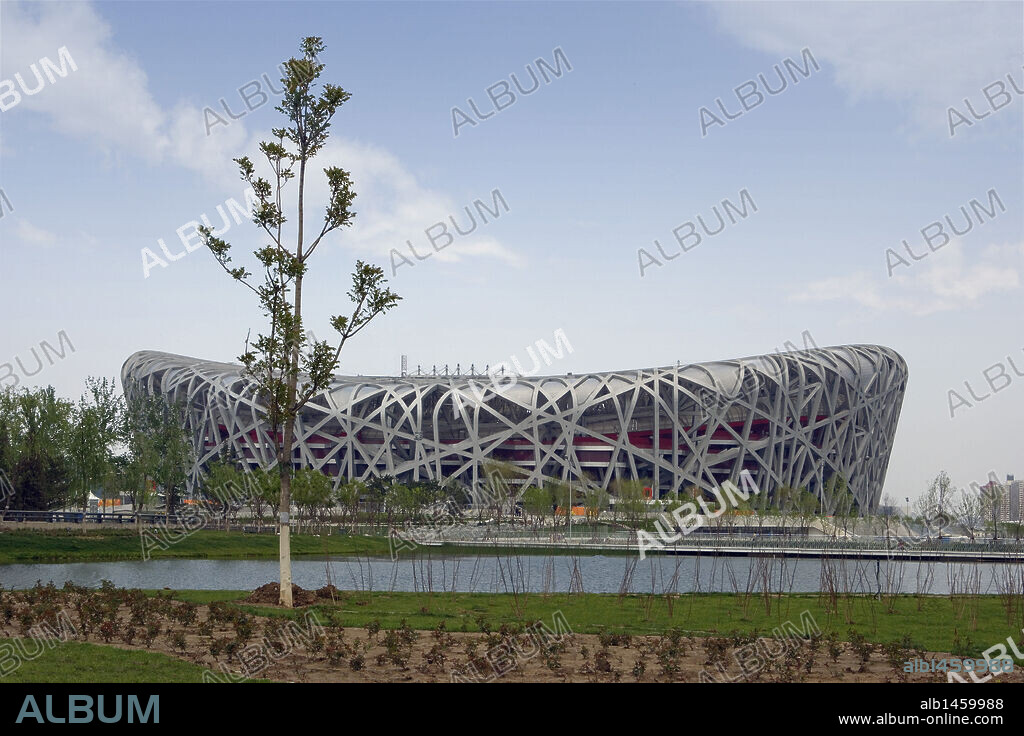 ESTADIO NACIONAL DE PEKIN (NAO CHAO-Nido de Pájaro), construído para los Juegos Olímpicos de Pekín 2008 por los arquitectos Jacques Herzog y Pierre de Meuron. PEKIN (BEIJING). China.
