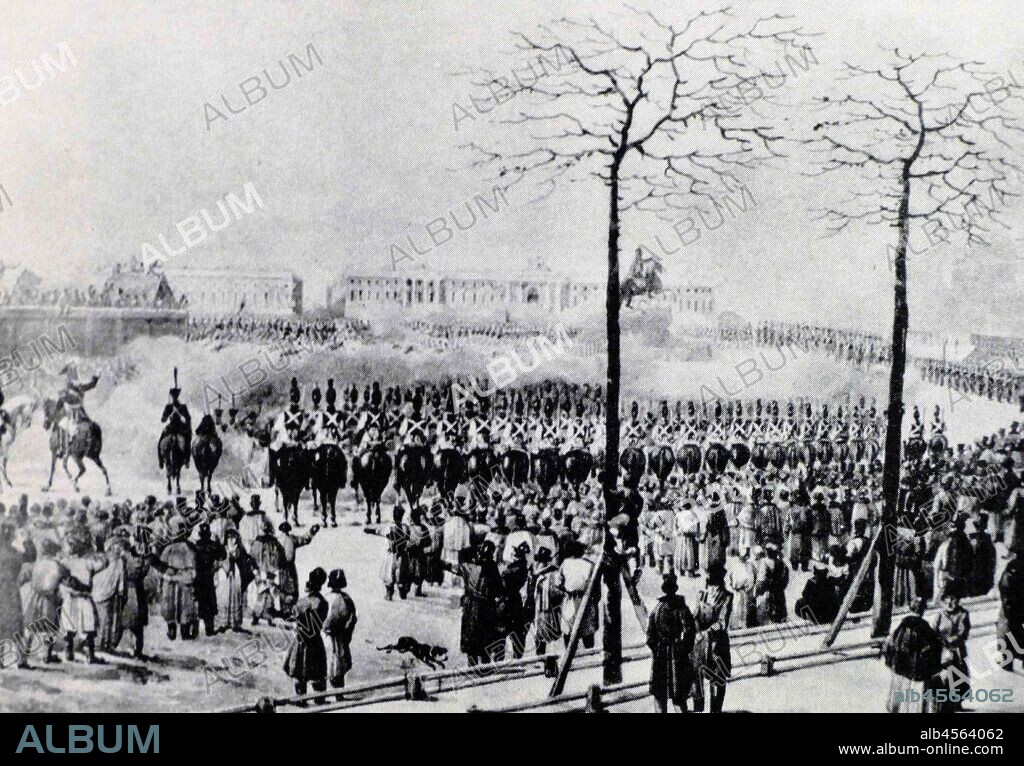 The Decembrist revolt or the Decembrist uprising took place in Imperial Russia on 26 December 1825. Russian army officers led about 3,000 soldiers in a protest against Tsar Nicholas I's assumption of the throne after his elder brother Constantine removed himself from the line of succession. Because these events occurred in December, the rebels were called the Decembrists. The uprising, which was suppressed by Nicholas I, took place in Peter's Square in Saint Petersburg. In 1925, to mark the centenary of the event, the square was renamed Decembrist Square; but in 2008 the name was changed back to its original name, Senate Square.
