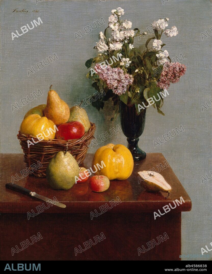 HENRI DE FANTIN-LATOUR. Still Life with Flowers and Fruit, 1866.
