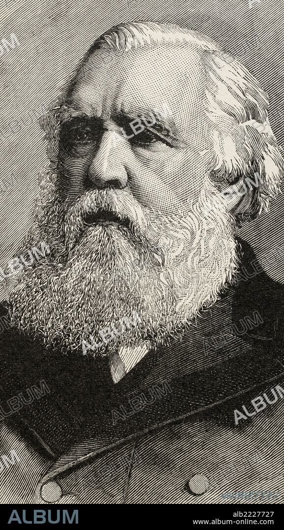 Sir Austen Henry Layard (1817-1894). Viajero británico, arqueólogo, historiador del arte, conocido sobre todo por sus excavaciones en Nimrud. Grabado de "Historia Universal", 1892.