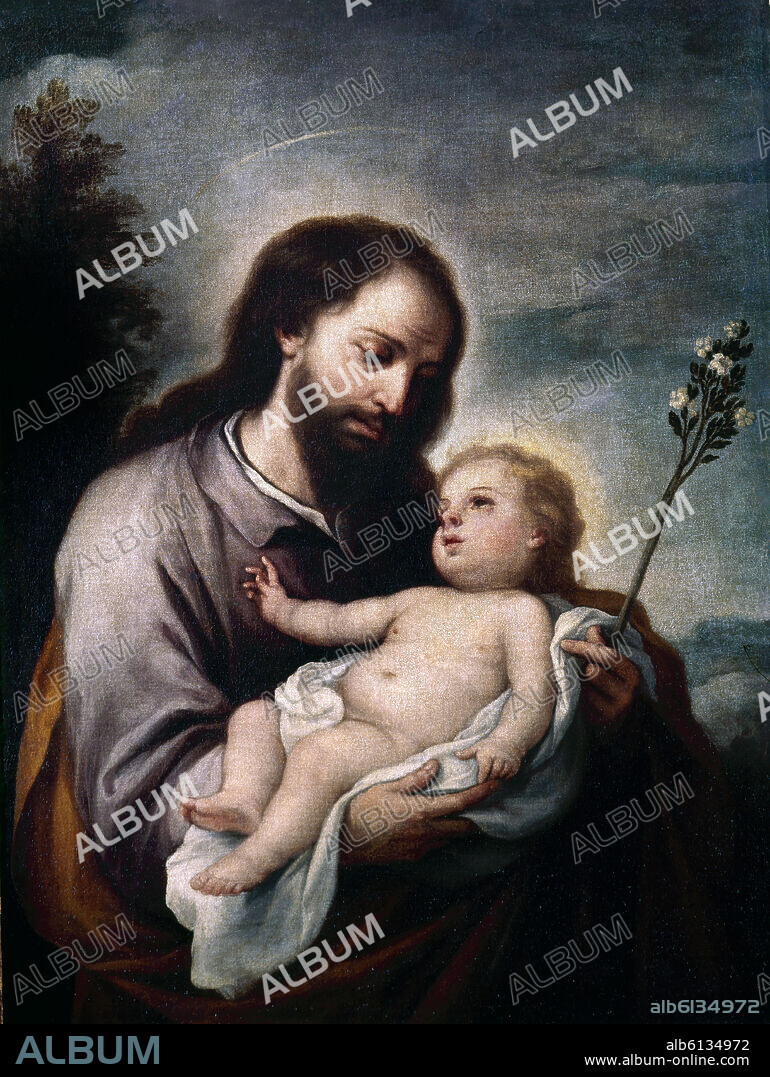 BARTOLOMÉ ESTEBAN MURILLO. SAN JOSE Y EL NIÑO- S XVII-PINTURA BARROCA- ESCUELA SEVILLANA.