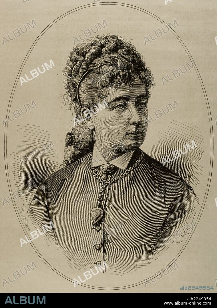 PAULINE LUCCA (1841-1908). Cantante soprano, nacida en austria. Grabado de la "Ilusración Española y Americana", 1878.