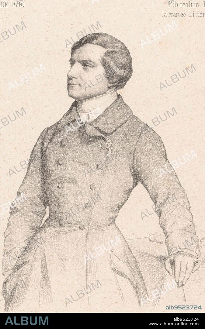 Portrait of the chemist Jean-Pierre-Joseph d'Arcet, Marie Alexandre Alophe, after Jean-Baptiste Guignet, 1840, print maker: Marie Alexandre Alophe, (mentioned on object), Jean-Baptiste Guignet, (mentioned on object), printer: Petit & Bertauts, (mentioned on object), Paris, 1840, paper, h 316 mm - w 242 mm.