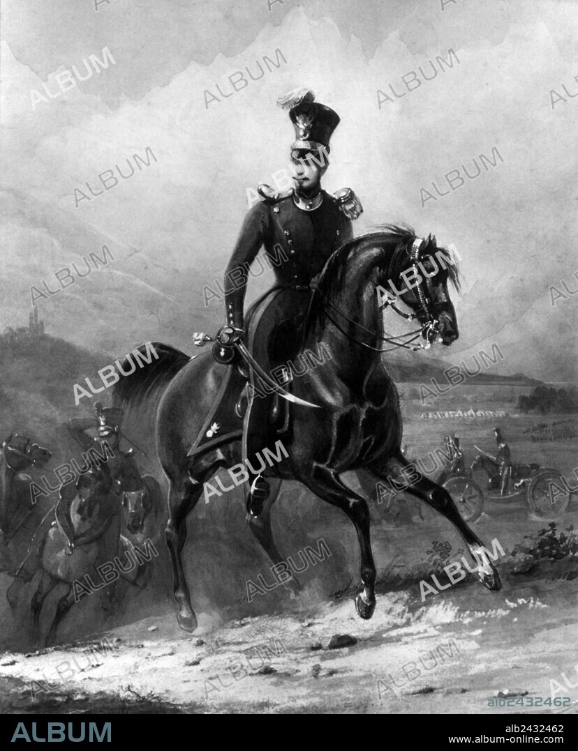 Louis-Napoleon Bonaparte (future Napoleon III 1808-1873) here young as officer in swiss army, 1836, painting by Felix Cottereau.