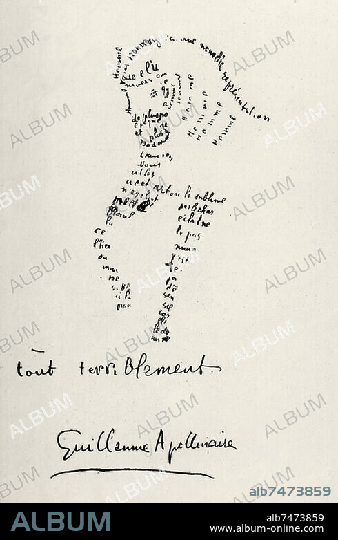 Apollinaire, Guillaume (eigtl. Wilhelm Apollinaris de Kostrowitsky), franz. Dichter u. Kunstkritiker, Rom 26.8.1880 - Paris 9.11.1918. "Ideogramme". Federzeichnung.