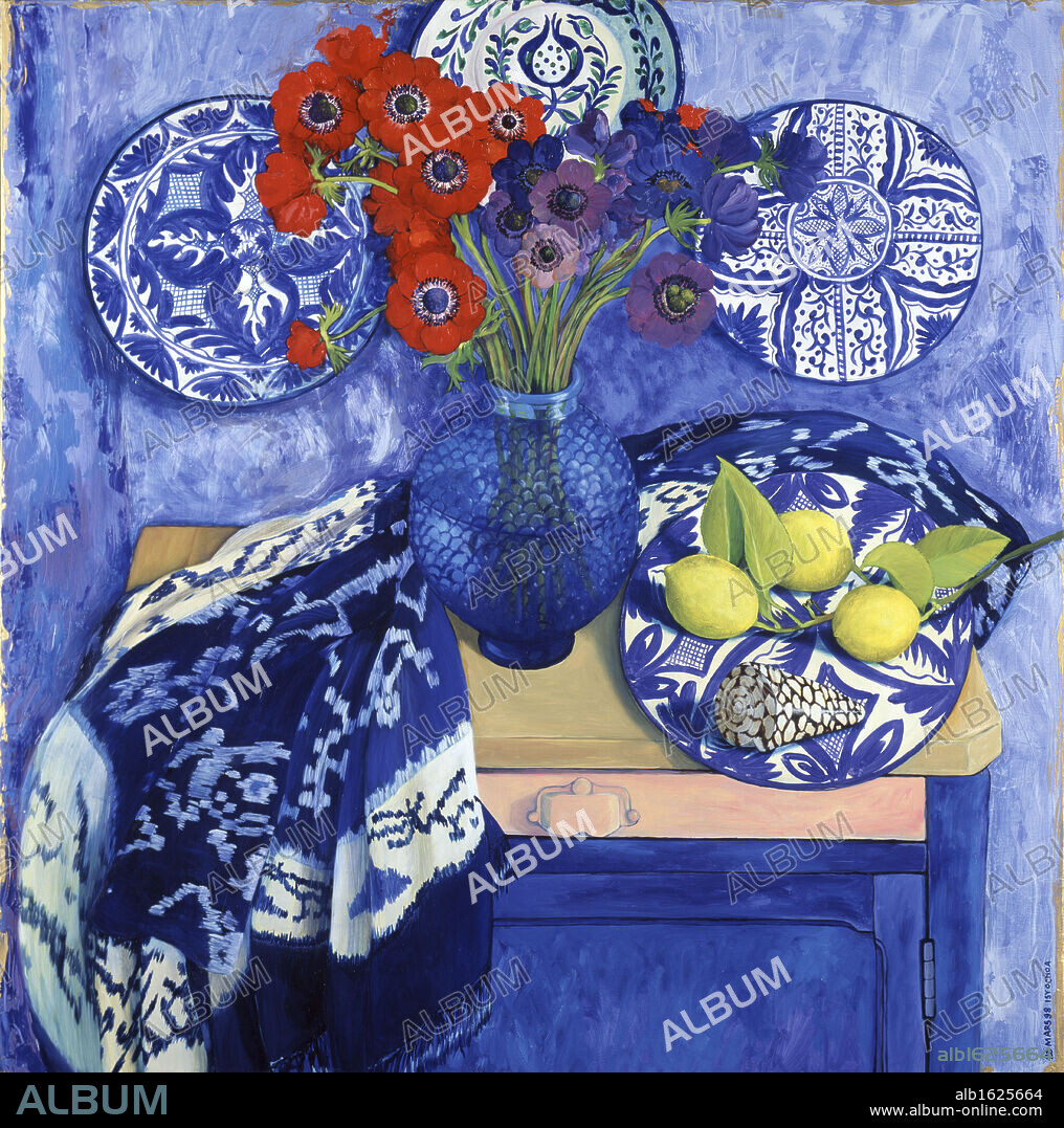 Composition in Blue, Yellow and Red  1998  Isy Ochoa (b.1961 French)  Oil on canvas.