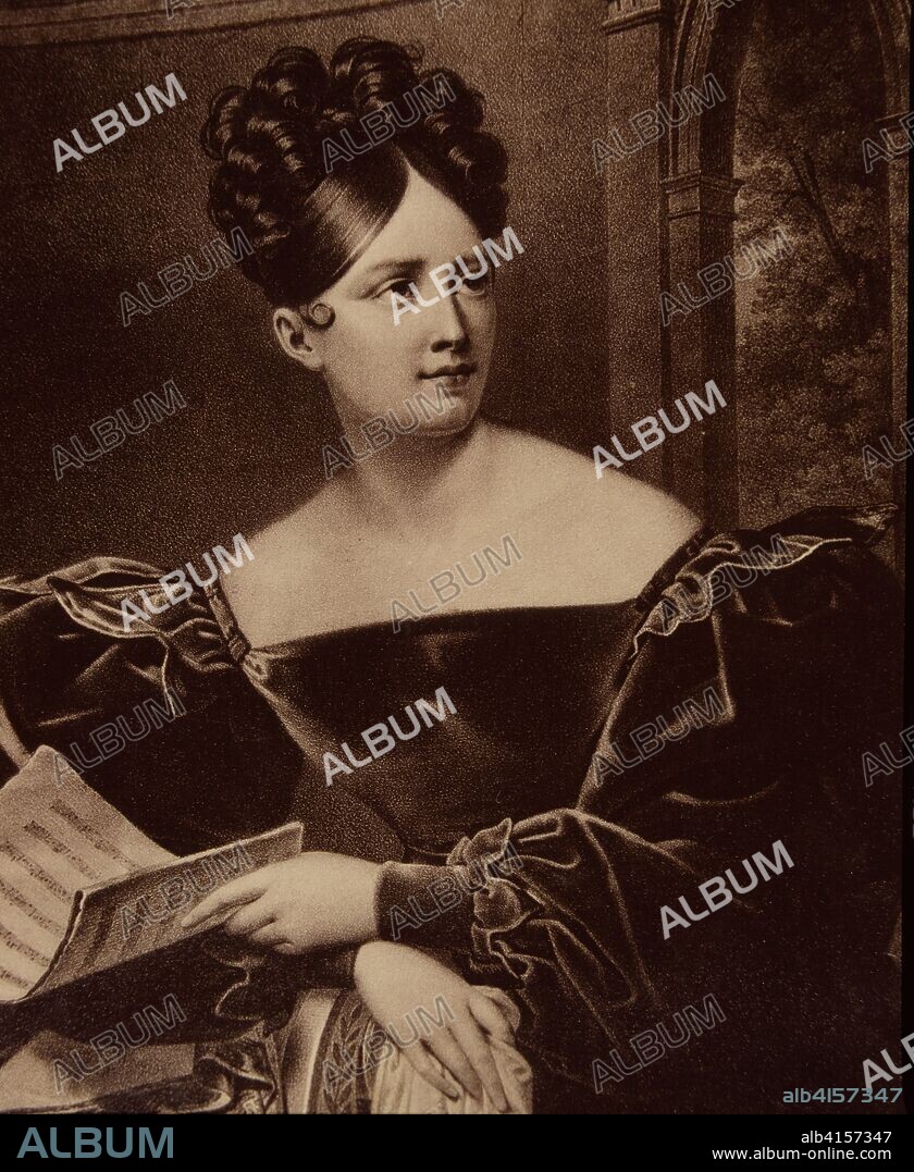 MALIBRAN , LA MARIA FELICIDAD GARCIA CANTANTE LIRICA ESPAÑOLA . PARIS 1808 - 1836 GRABADO RETRATO.