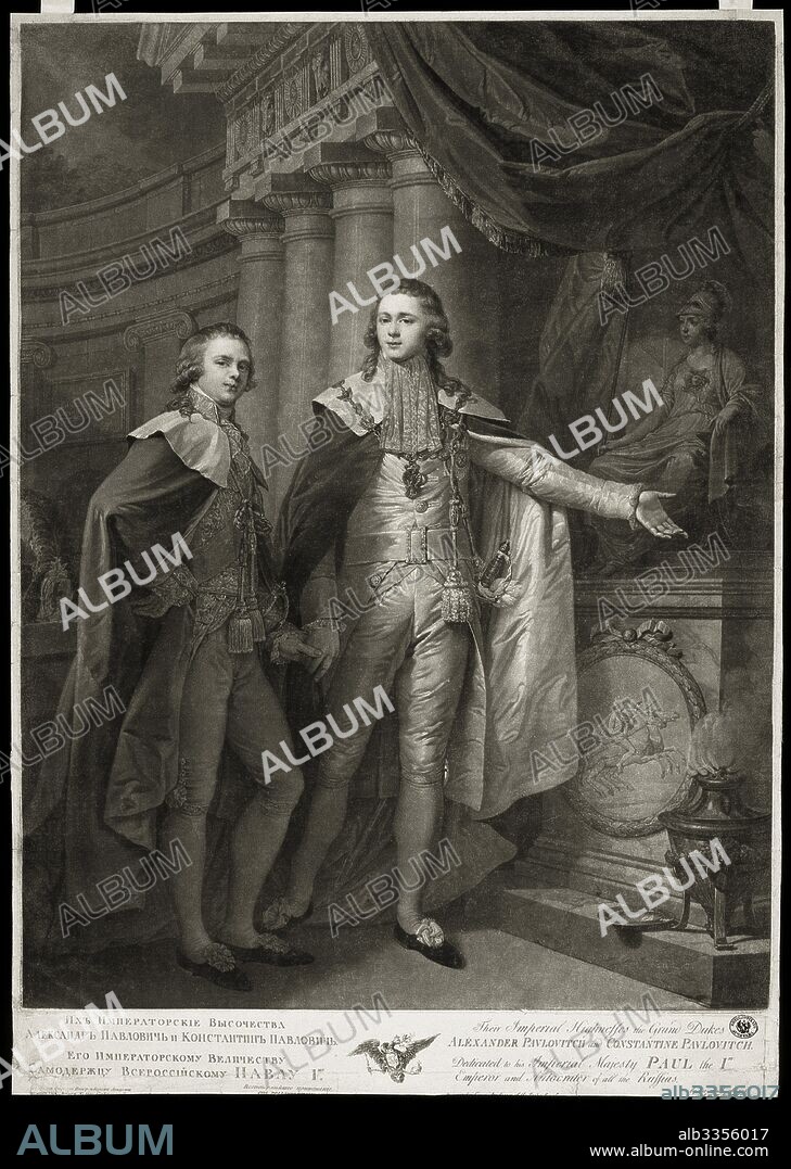 JAMES WALKER. Portrait of Grand Dukes Alexander Pavlovich and Constantine Pavlovich of Russia.