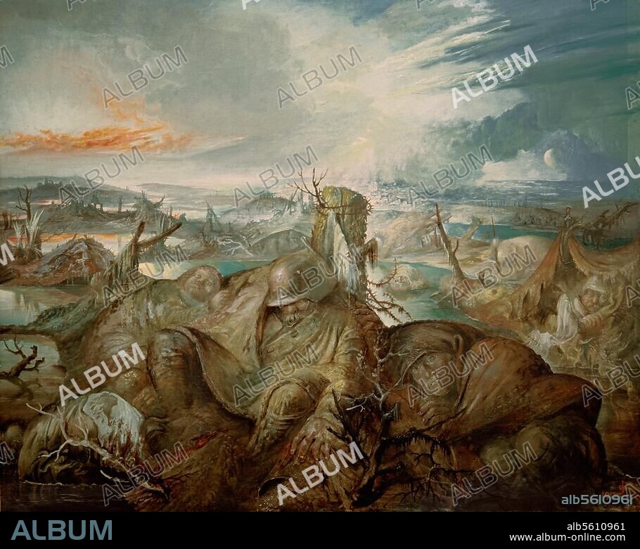OTTO DIX. Dix, Otto. 1891-1969. "Flandern" (Flanders), 1934-36. (Suggested by Henri Barbusse "Le Feu"). Mixed media on canvas, 200 × 250cm. Berlin, SMB, Nationalgalerie.