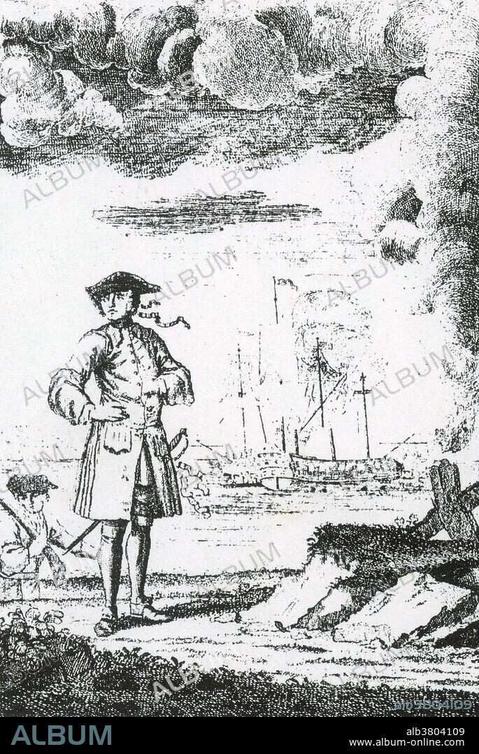 Edward England (birth name Edward Seegar) was an African coast and Indian Ocean pirate captain. Born in Ireland, he made his way to Jamaica, became a mate on a sloop and was captured by the pirate Christopher Winter and forced to join the crew. He became quartermaster for pirate Charles Vane who gave him his own ship. He sailed to the west coast of Africa, where he plundered large numbers of slave ships. In 1720 he joined forces with pirate Oliver la Buse. Dissension among his crew led to a vote to depose him from command. He was marooned on Mauritius with two other crew members. They built a raft and made it to Madagascar, but he died shortly after. His flag was the classic Jolly Roger with a skull above two crossed thigh bones on a black background.