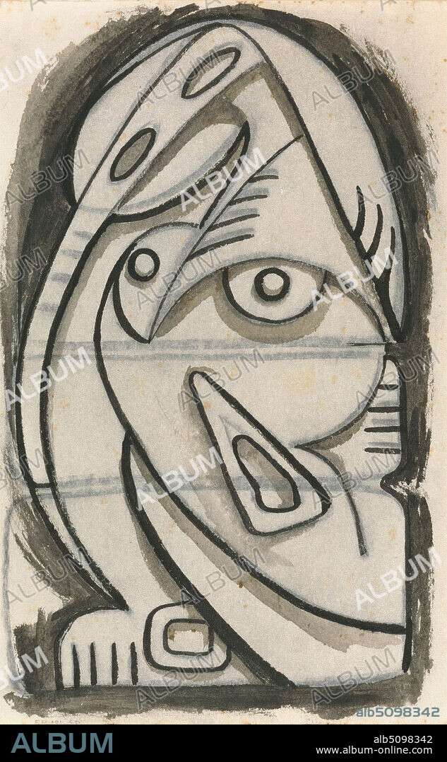 Relief Design of a Seated Female Figure, Henri Gaudier-Brzeska, 18911915, French, between 1910 and 1915, Brushed black ink, brown wash and graphite on medium, slightly textured, cream wove paper, Sheet: 11 1/2 x 7 1/4 inches (29.2 x 18.4 cm), design, figure, figure study, relief, Vorticism.