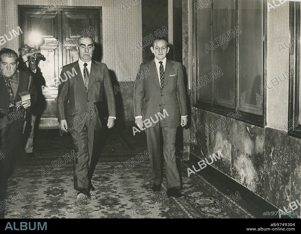 Madrid, 07/23/1973. The Vice President of the Government, Torcuato Fernández Miranda and Admiral Luia Carrero Blanco, moments before meeting with the National Council.