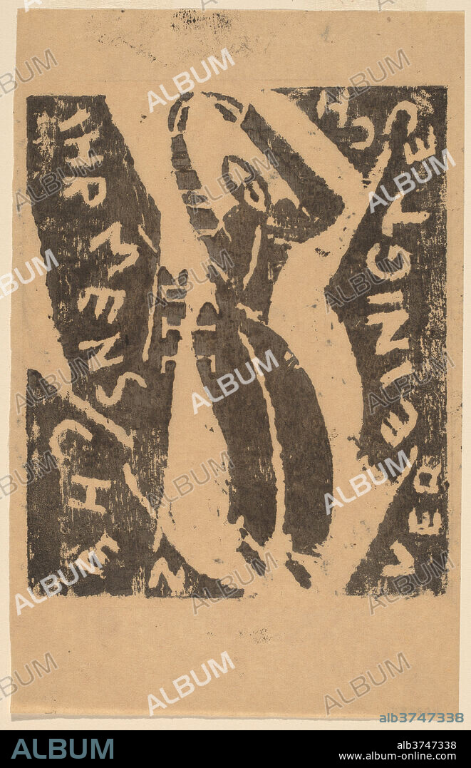 FRANZ WILHELM SEIWERT. Ihr Menschen Vereinigt Euch. Dated: 1919-1920. Dimensions: plate: 16.5 × 13.5 cm (6 1/2 × 5 5/16 in.)  sheet: 22.9 × 14.5 cm (9 × 5 11/16 in.). Medium: woodcut in black on wove buff paper.