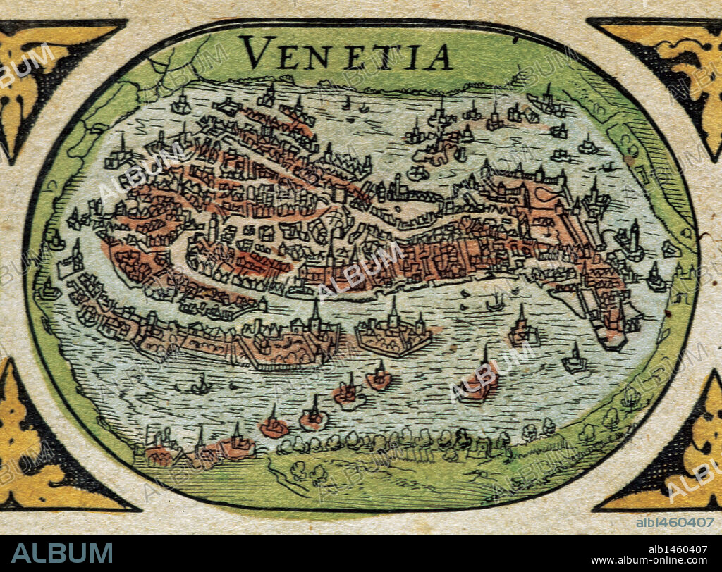 MAPA DE VENECIA. S. XVII. Grabado de "LE THEATRE DU MONDE ou NOUVEL ATLAS" obra de los cartógrafos holandeses Guillaume BLAEU (Alkmaar,1571-Amster-dam, 1638) y su hijo Jean BLAEU (Amsterdam, 1598-1673). Editado en Amsterdam en 1645.