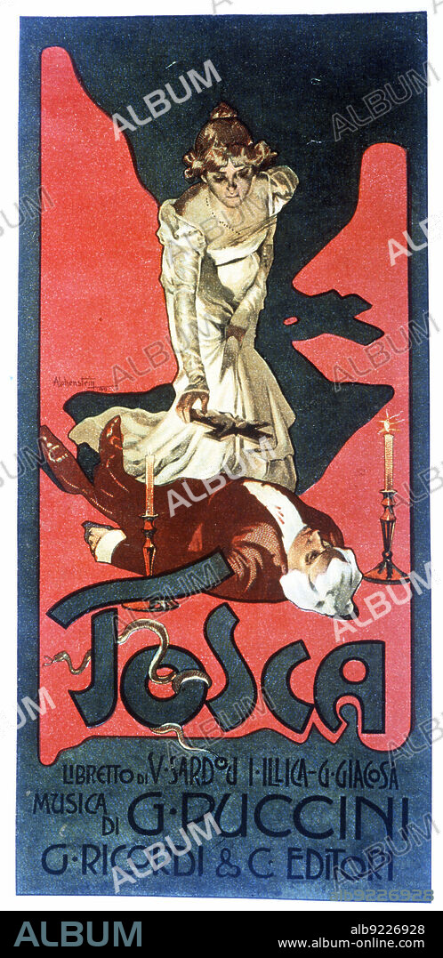 Poster for the Opera Tosca by Giacomo Puccini, Edited in Milan, 1900.