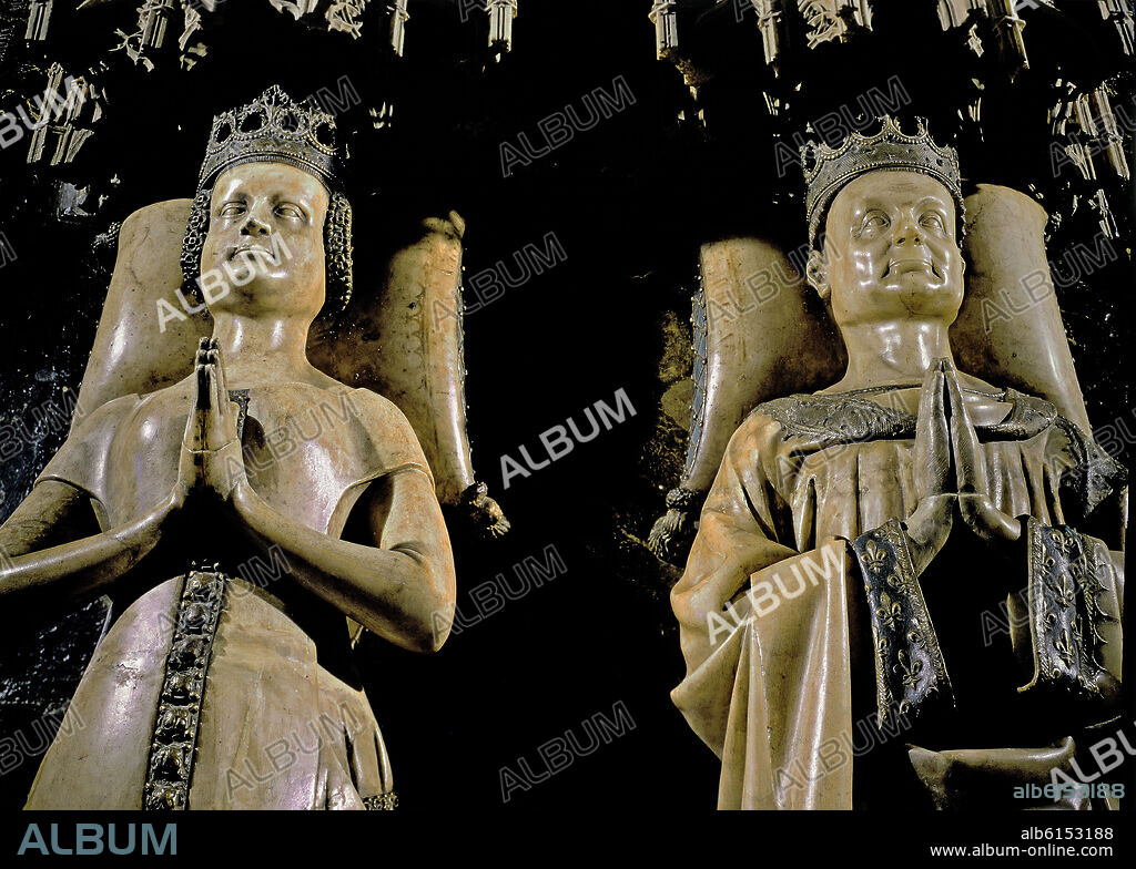 JANIN LOMME DE TOURNAI O JANIN DE LOME (-1449). SEPULCRO DE CARLOS III DE NAVARRA Y SU ESPOSA LEONOR DE TRASTAMARA - 1416 - ALABASTRO.