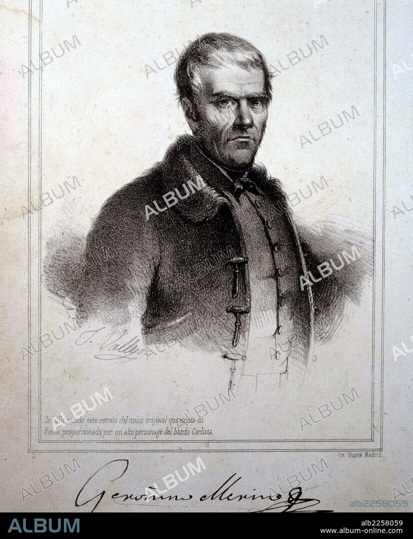 MERINO , JERONIMO. CURA MERINO. GUERRILLERO ESPAÑOL. VILLOVIADO 1769 - 1844. LITOGRAFIA. BIBLIOTECA NACIONAL. MADRID.