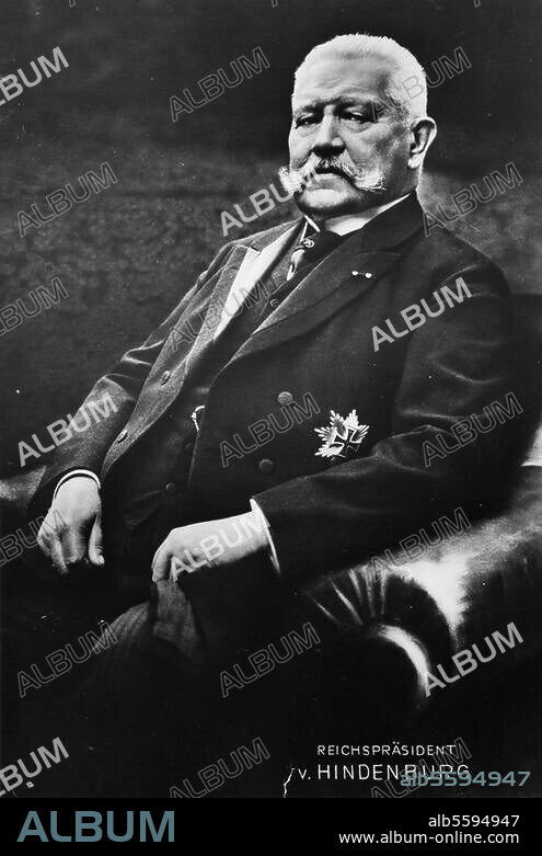Hindenburg, Paul von Reichspräsident. 1847-1934. - Portrait - Foto (Heinrich Hoffmann), um 1932.