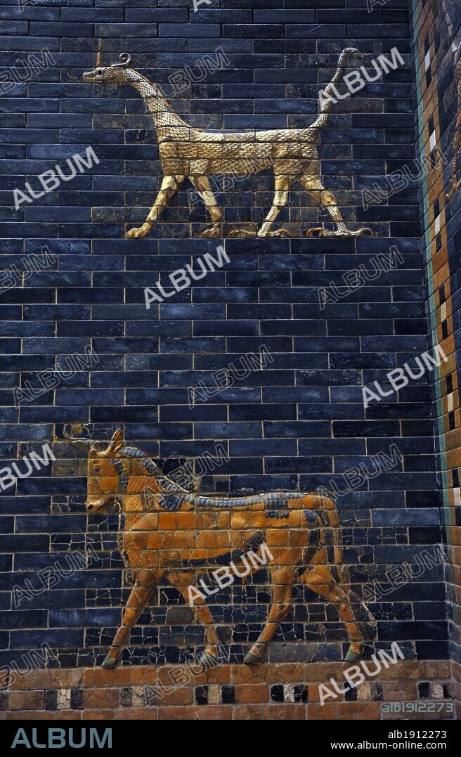Mesopotamian art. Neo-Babylonian. Ishtar Gate, one of the