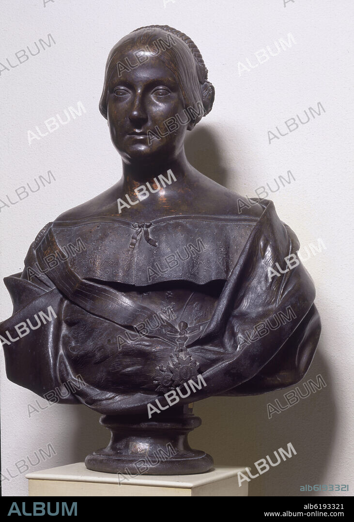 JOSE PIQUER DUART (1806-1871). BUSTO EN BRONCE DE MARIA CRISTINA DE BORBON - 1837 (MODELO) 1855 (FUNDICION) - HIERRO - 0,75 - Nº INVENTARIO 2347.
