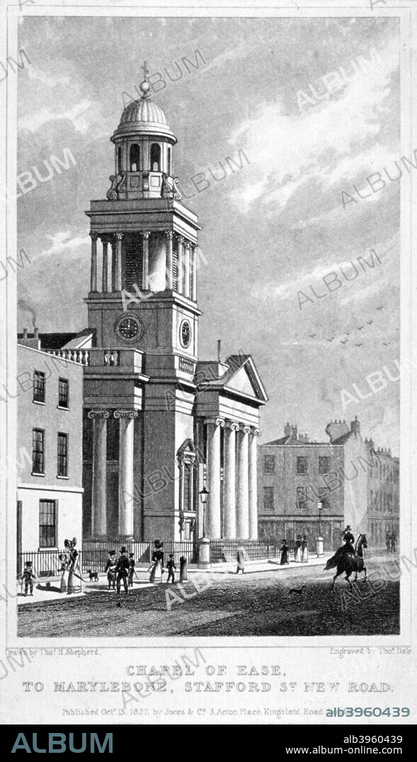 Chapel of Ease which might also be Christ Church, Cosway Street, Marylebone, London, 1827.