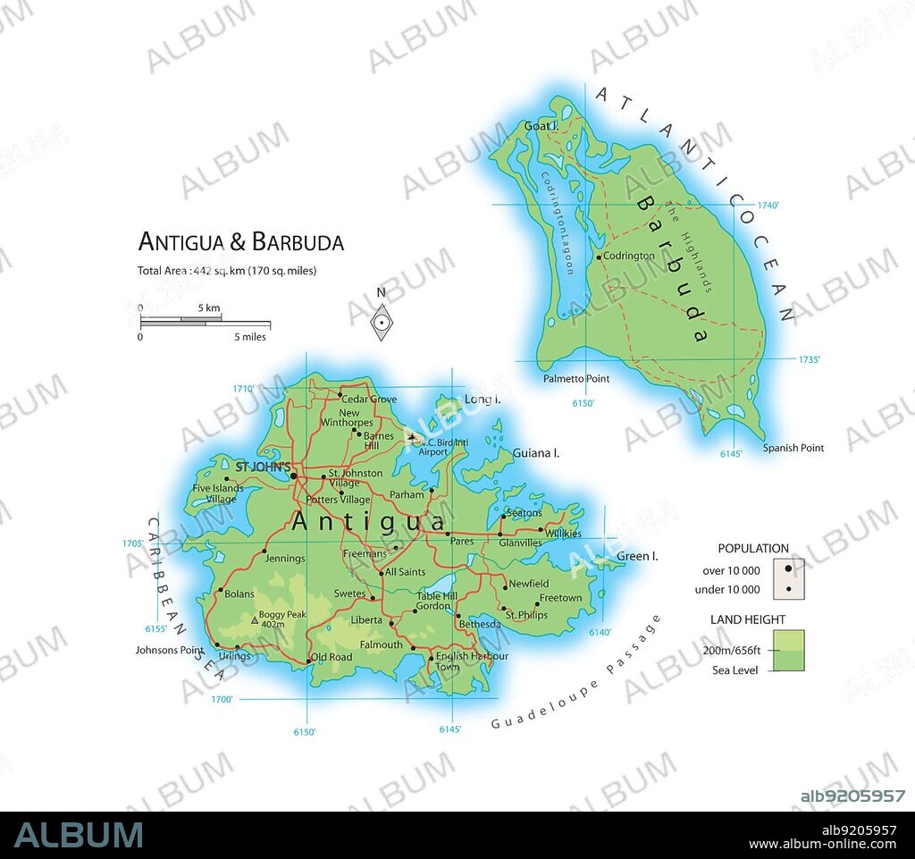 Map of Antigua and Barbuda.