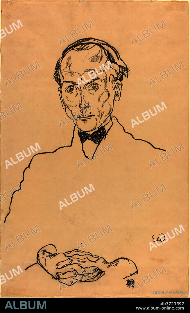EGON SCHIELE. Dr. Ernst Wagner. Dated: 1918. Dimensions: overall: 47.2 x 29.9 cm (18 9/16 x 11 3/4 in.). Medium: black crayon on wove paper.
