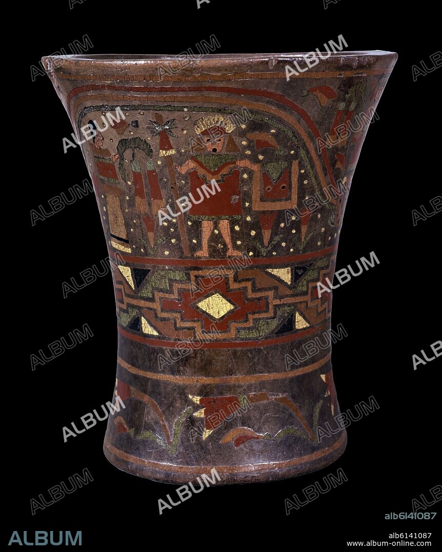 KERO INCA - VASO CEREMONIAL TRONCOCONICO POLICROMADO - 1501-1600.