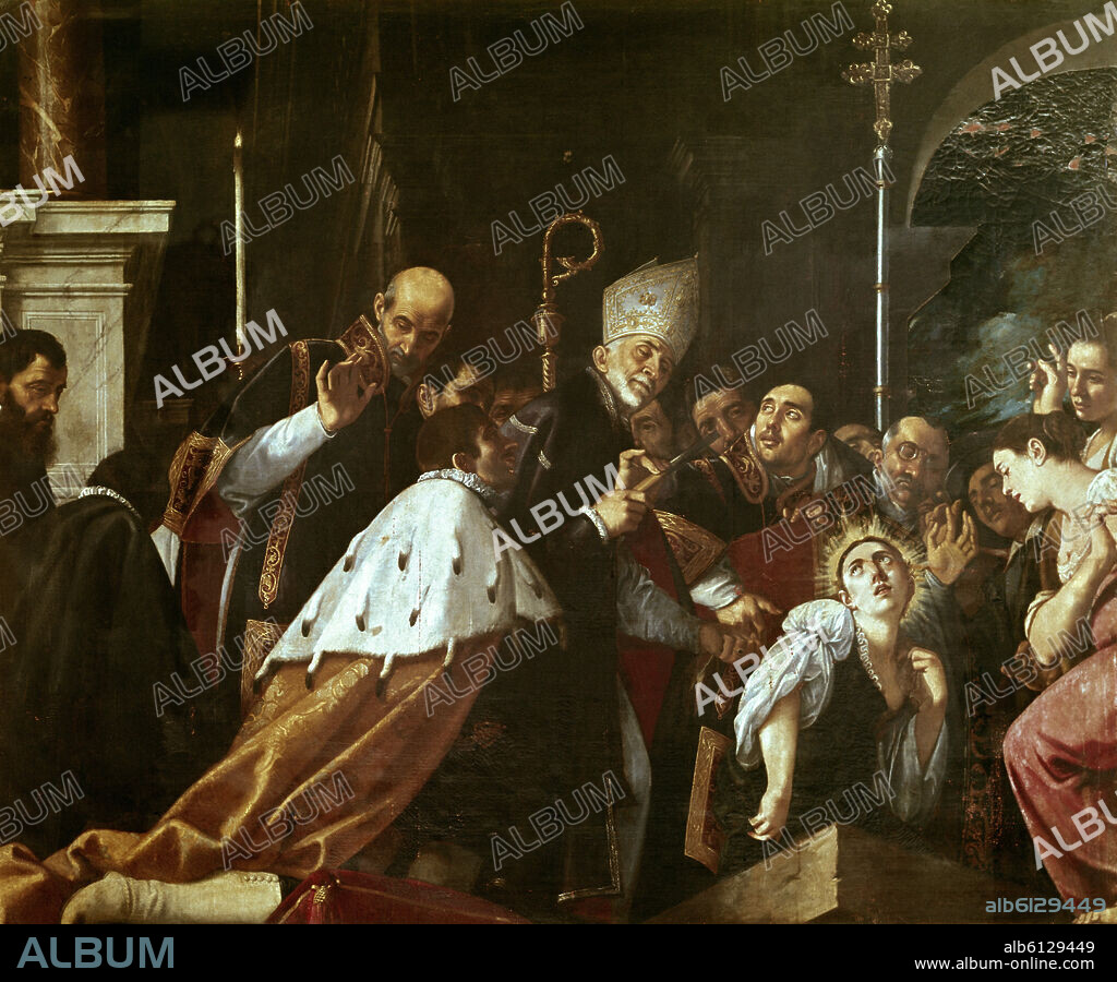 PEDRO DE ORRENTE (1580-1645). APARICION DE SANTA LEOCADIA CON SAN ILDEFONSO Y EL REY RECESVINTO - 1617.