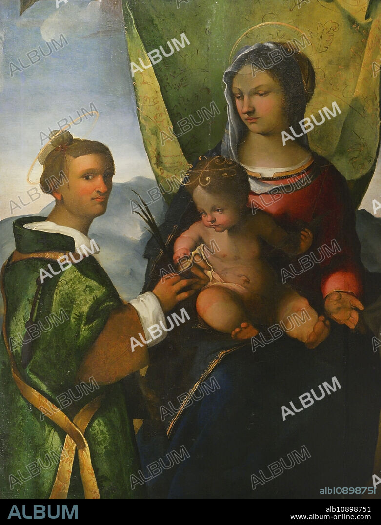 GIOVANNI FRANCESCO BEMBO. ITALIAN PAINTER (FL. 1515-1543).. Gian Francesco Bembo. Italian painter born in Cremona, active from 1515 to 1543. Virgin and Child with Saint Stephen (fragment). Oil on panel. Ala Ponzone Civic Museum. Cremona. Italy.