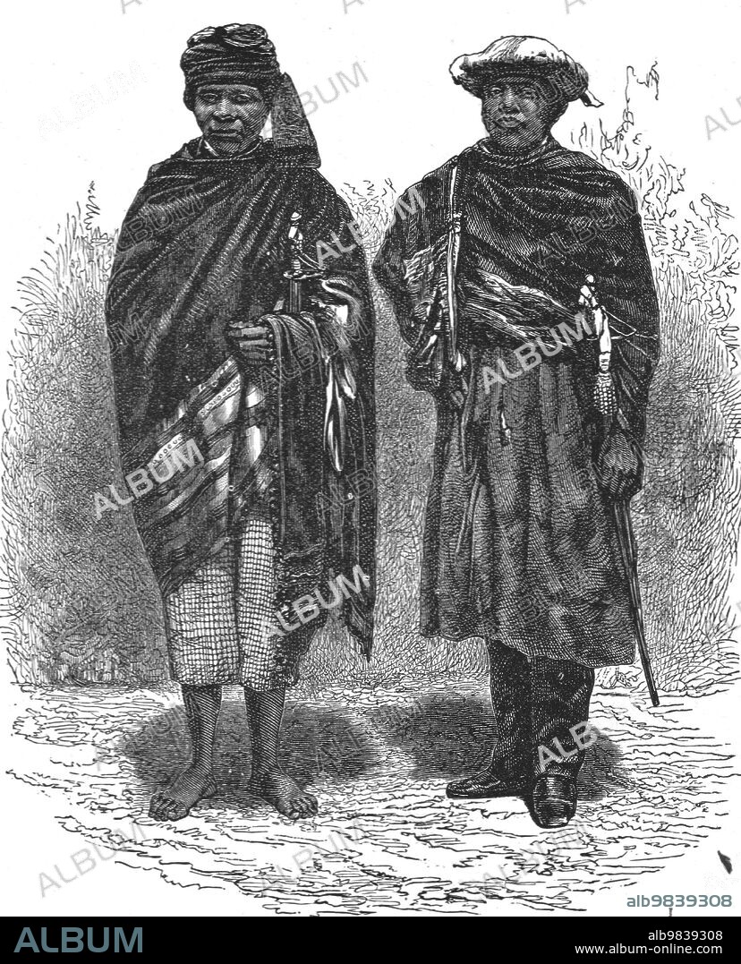 M. D CHARNAY. 'Spies of the Queen of Madagascar; A Birds-eye View of Madagascar', 1875. From, 'Illustrated Travels' by H.W. Bates. [Cassell, Petter, and Galpin, c1880, London].