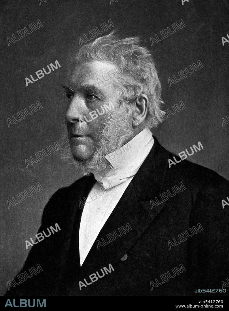 James Glaisher (April 7, 1809 - February 7,1903) was an English meteorologist, aeronaut and astronomer. In 1837 he became Superintendent of the Department of Meteorology and Magnetism at Royal Observatory, Greenwich. He is best remembered as a pioneering balloonist. Between 1862-66, usually with Henry Tracey Coxwell as his co-pilot, Glaisher made numerous ascents to measure the temperature and humidity of the atmosphere at its highest levels. His ascent on September 5, 1862 broke the world record for altitude, but he passed out around 8,800 meters before a reading could be taken. Photogravure after J. Mayall, undated.