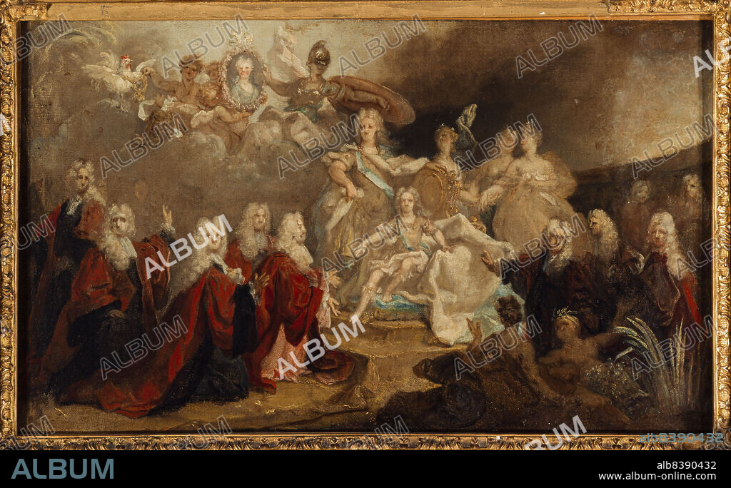 NICOLAS DE LARGILLIERE. Allegory of the engagement of Louis XV to the Infanta Marie-Anne-Victoire of Spain (1722).
