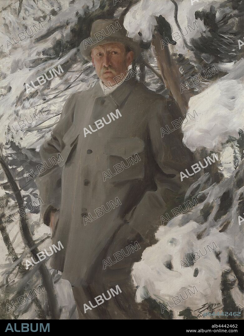 Anders Zorn, Bruno Liljefors, The Painter Bruno Liljefors, Swedish artist Bruno Liljefors, painting, portrait, 1906, Oil on canvas, Height, 125 cm (49.2 inches), Width, 96 cm (37.7 inches), Signed, Zorn Gopsmor 1906.