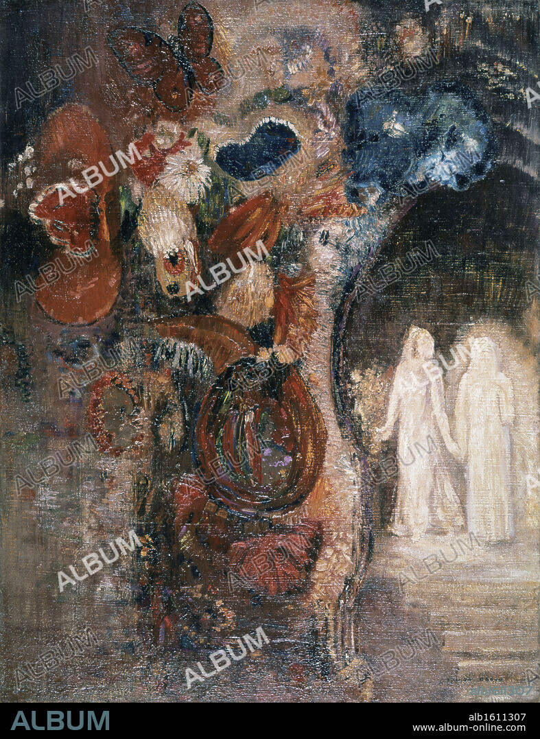 Title Unknown (Mystical Scene w/ Couple)  Odilon Redon (1840-1916 French).