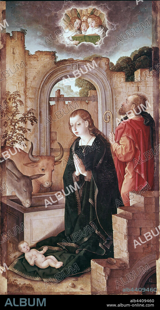 JUAN DE FLANDES (1460-1519). FLANDES , JUAN DE PINTOR FLAMENCO.1460-1519  ACTIVO EN ESPAÑA DESDE 1496 NACIMIENTO. NATIVIDAD  DETALLE RETABLO DE LA CATEDRAL DE PALENCIA.