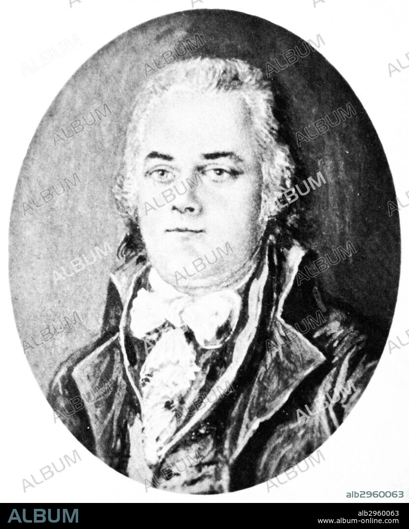 ANDREW ELLICOTT (1754-1820).American surveyor. Oil miniature, American, 1799.