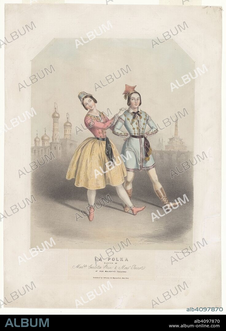 ANONYME. Carlotta Grisi (1819-1899) and Jules Perrot (1810-1892) in La Polka by Cesare Pugni.