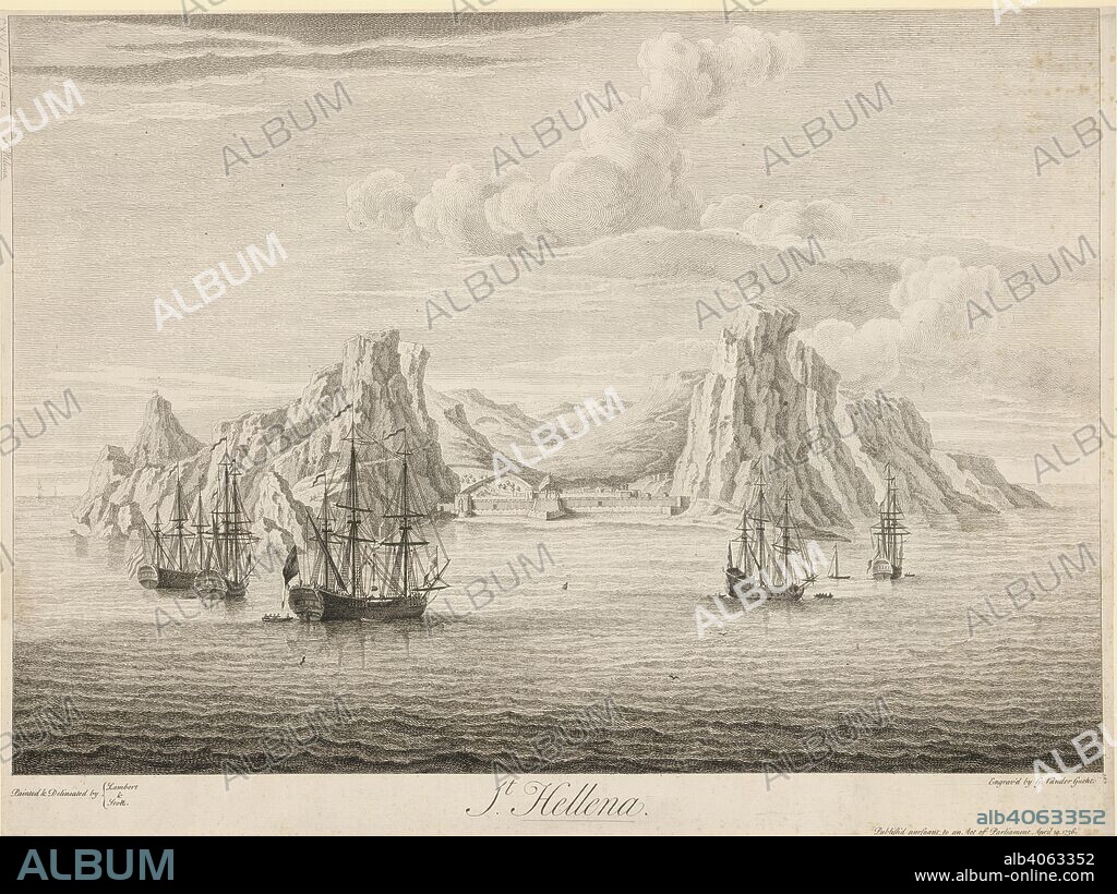 G VANDER GUCHT. St. Helena. View of Saint Helena, by Lambert and Scott. Engrav. A view of the island of Saint Helena, showing a number of ships.  Image taken from View of Saint Helena, by Lambert and Scott. Engraved by Vander Gucht. . Source: Maps.K.Top.17.131.a,. Language: English.