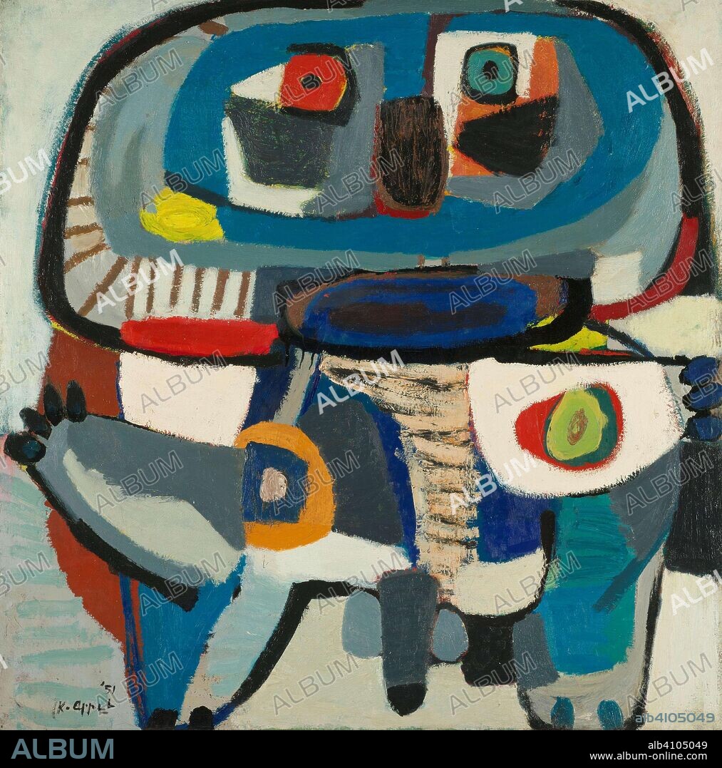 KAREL APPEL. Square Man (original title). Dating: 1951. Place: Paris. Measurements: h 120.5 cm × w 118 cm × d 4 cm.