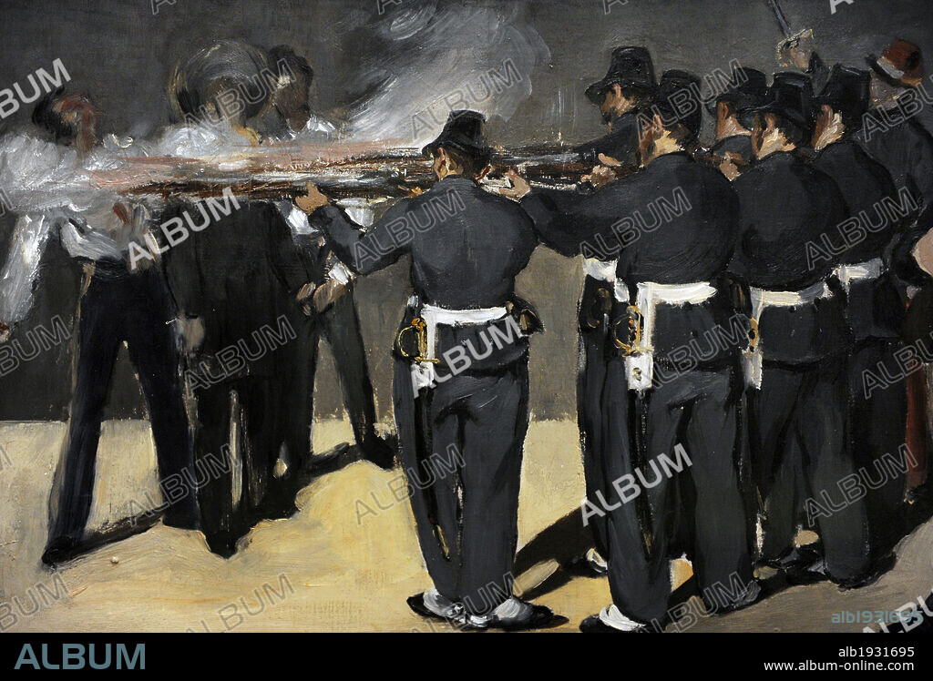 EDOUARD MANET (1832-1883). FRENCH PAINTER.. Edouard Manet (1832-1883). Pintor impresionista francés. Fusilamiento del Emperador Maximiliano, 1867. Oleo sobre lienzo. Detalle. Ejecución del archiduque Maximiliano de Austria, ascendido en 1864 al trono de México por Napoléon III, en Querétaro el 19 de junio de 1867. Museo Carlsberg Glyptotek. Copenhague. Dinamarca.