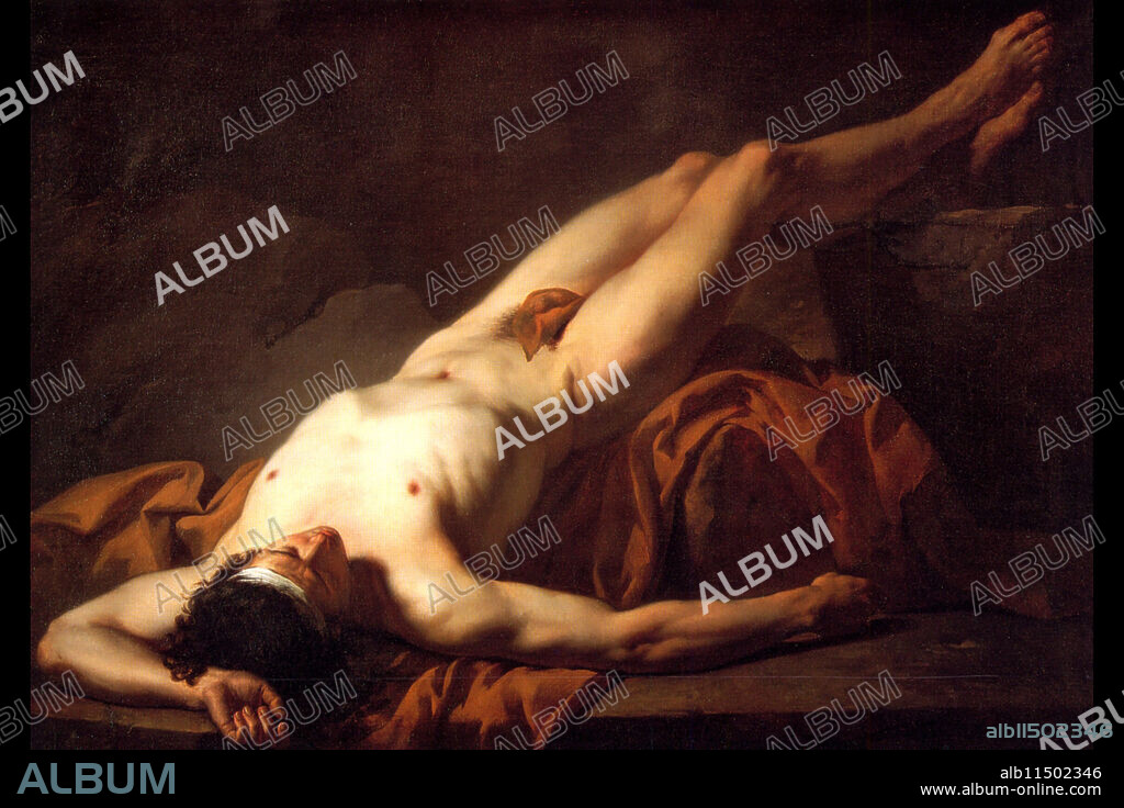 Male Nude; Hector.  Jacques-Louis David (30 August 1748 – 29 December 1825) was a French painter in the Neoclassical style, considered to be the preeminent painter of the era. In the 1780s his cerebral brand of history painting marked a change in taste away from Rococo frivolity toward classical austerity and severity and heightened feeling, harmonizing with the moral climate of the final years of the Ancien Régime.