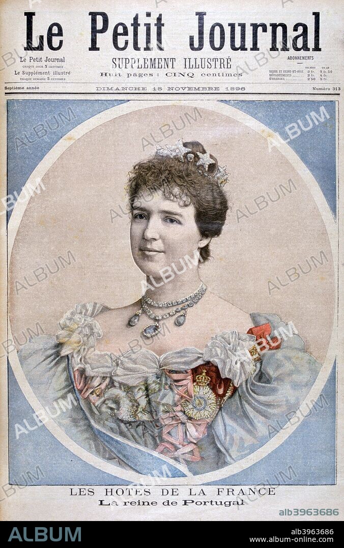 Portrait of Queen Amelia of Portugal, 1896. An illustration from Le Petit Journal, 15th November 1896.