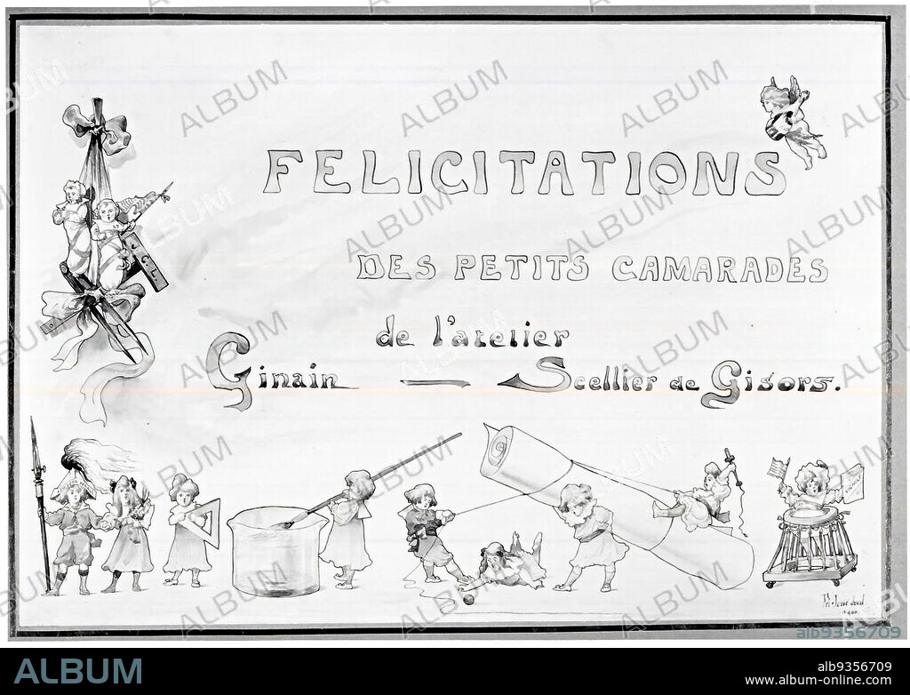 Felicitations, Félix Armand Marie Jobbé-Duval, French, 1821-1889, Watercolor, 1900, 18 x 26 1/8 in., 45.7 x 66.4 cm.