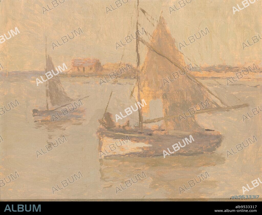 FRANK EDWIN SCOTT. Honfleur Fishing Boats no. 1. Date: n.d. oil on canvas.